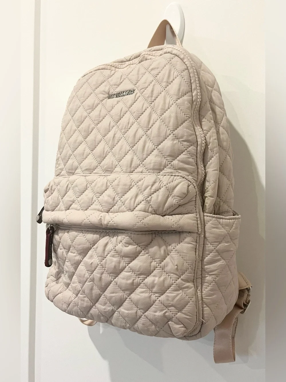 MZ Wallace New York Quilted Metro Laptop School Travel Backpack Buff Pink